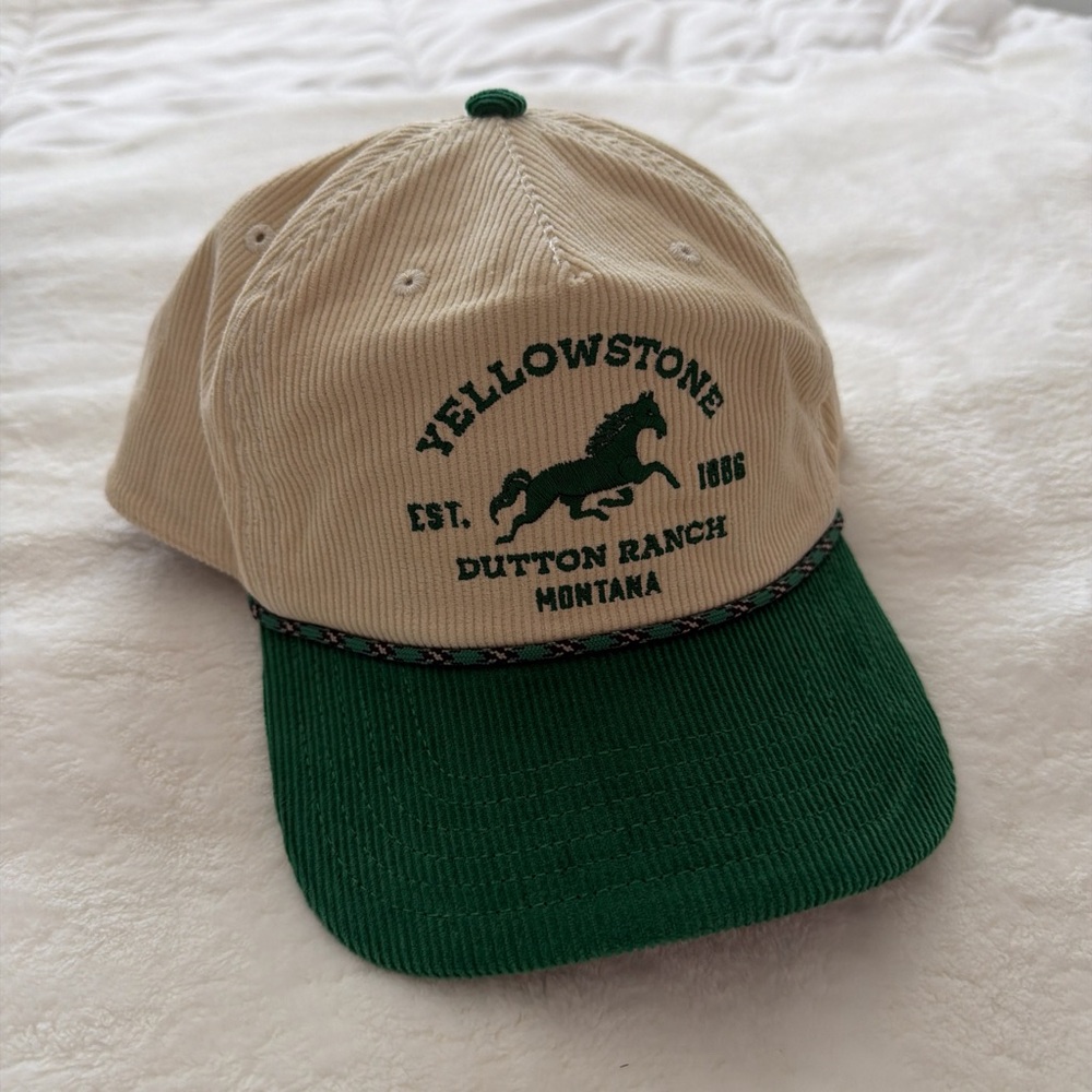 Yellowstone Dutton Ranch Beige & Green Corduroy Cap